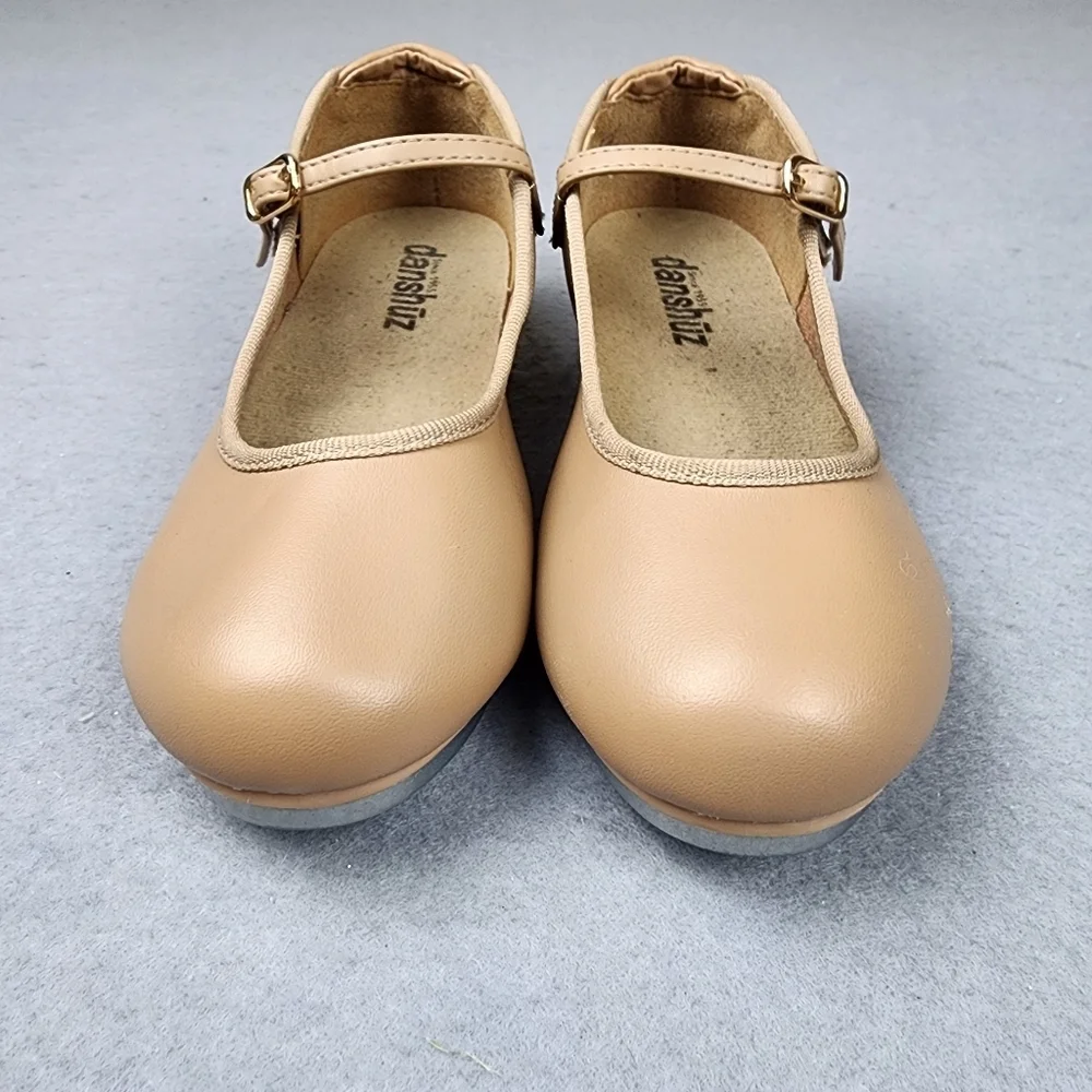 Danshuz Tap Shoes Girls 1.5 Tan Star Tone Taps Adjustable Strap